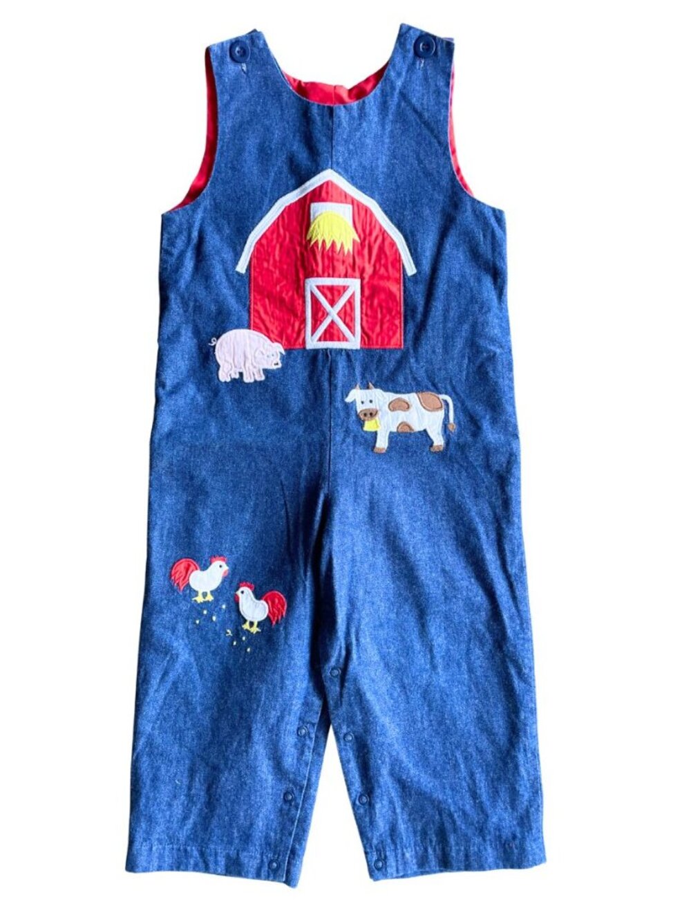 Vintage Kelly's Kids 100% Cotton Denim Farm Animals Romper Jumper - Sz 4